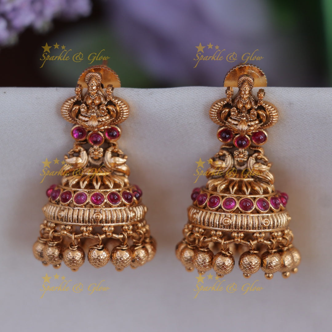 Exquisite Peacock Lakshmi Jhumka Earrings for Weddings