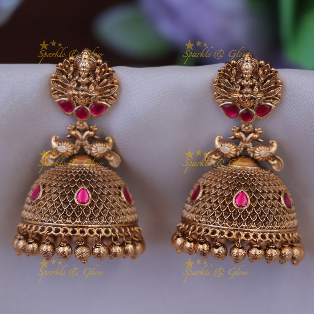 Exquisite Lakshmi Peacock Jhumka Earrings for Festive Elegance
