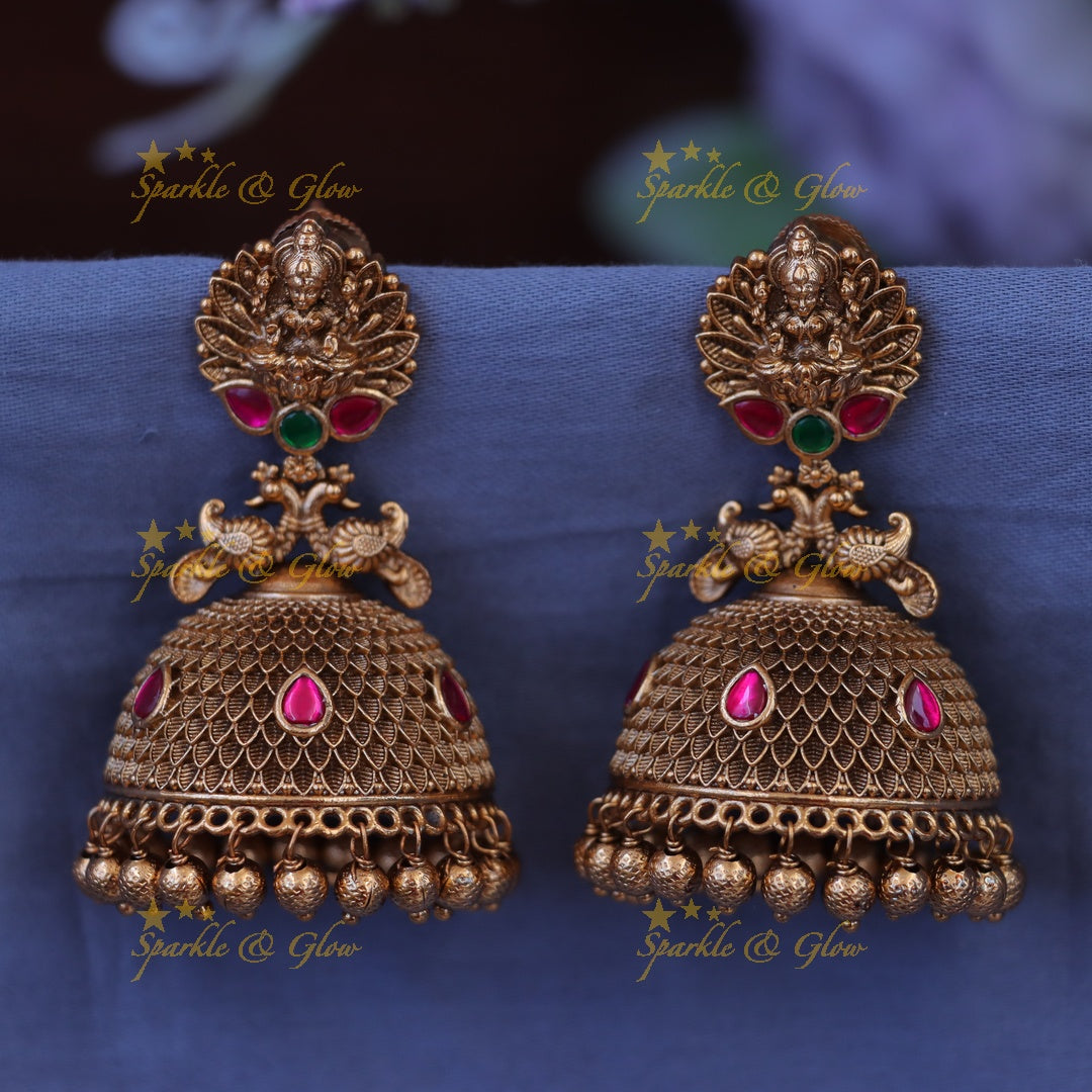 Exquisite Lakshmi Peacock Jhumka Earrings for Festive Elegance