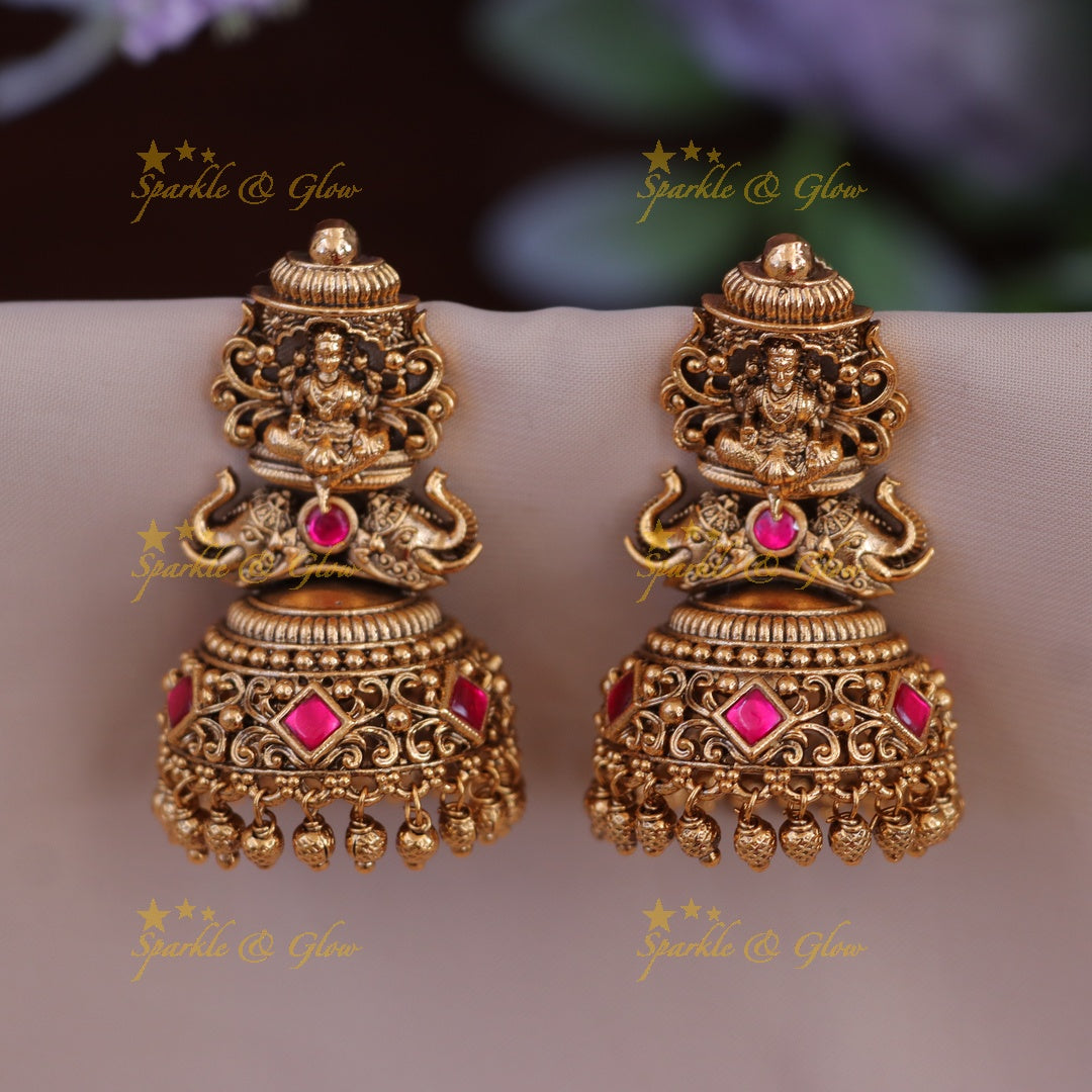 Lakshmi Elephant Jhumkas - Elegant Wedding Jewelry