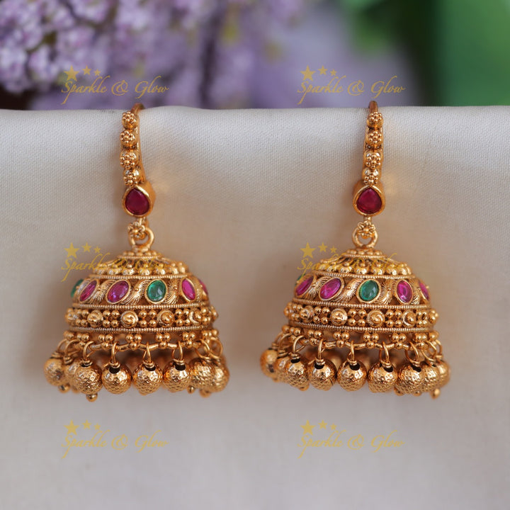 Exquisite Gold Jhumka Earrings for Festive Elegance