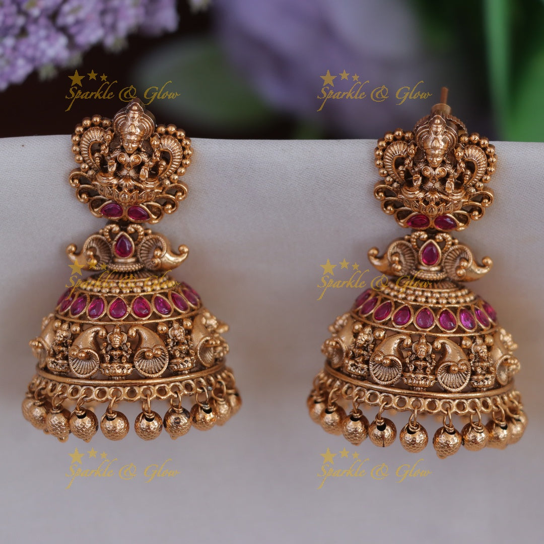 Exquisite Luxurious Lakshmi Jhumka Earrings
