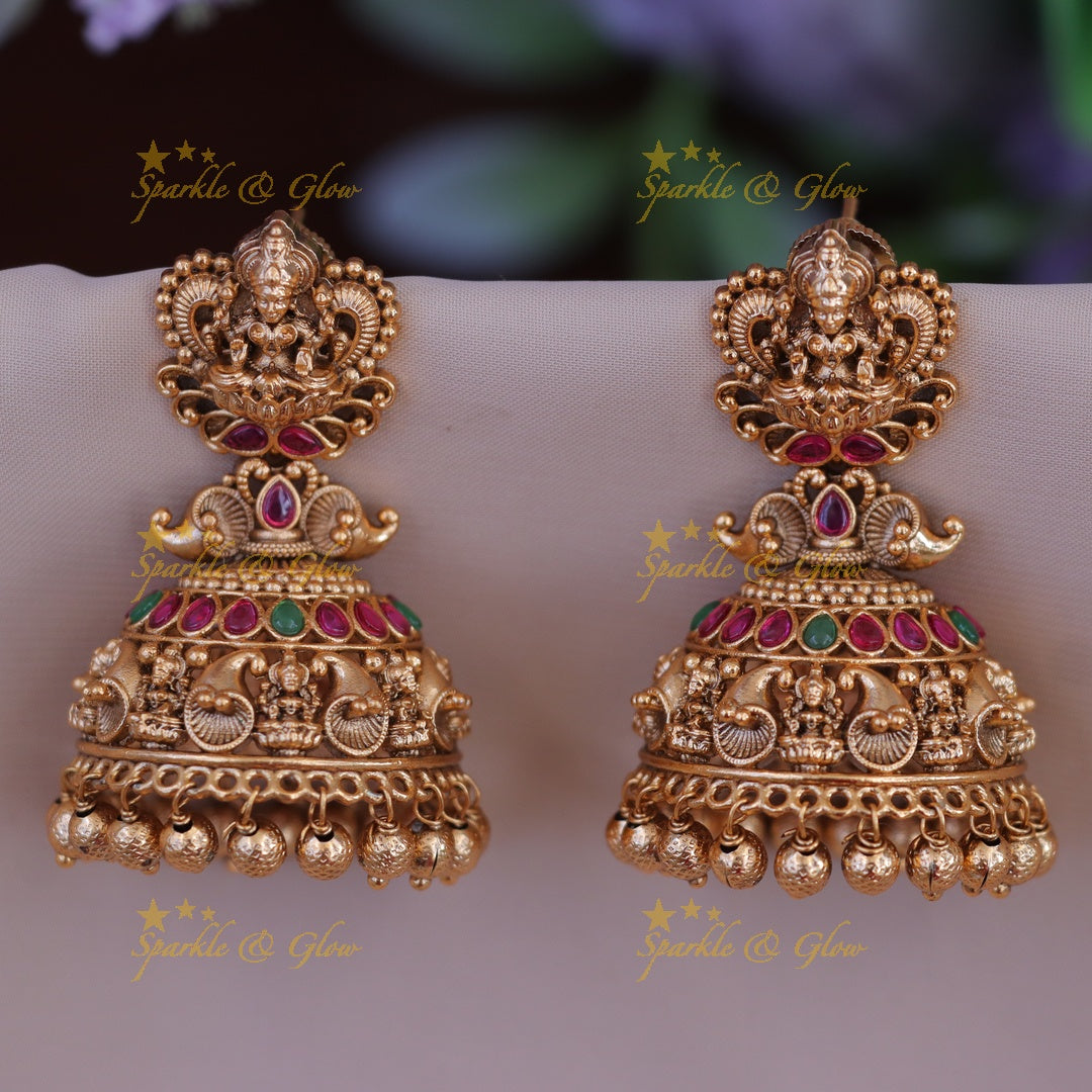 Exquisite Luxurious Lakshmi Jhumka Earrings