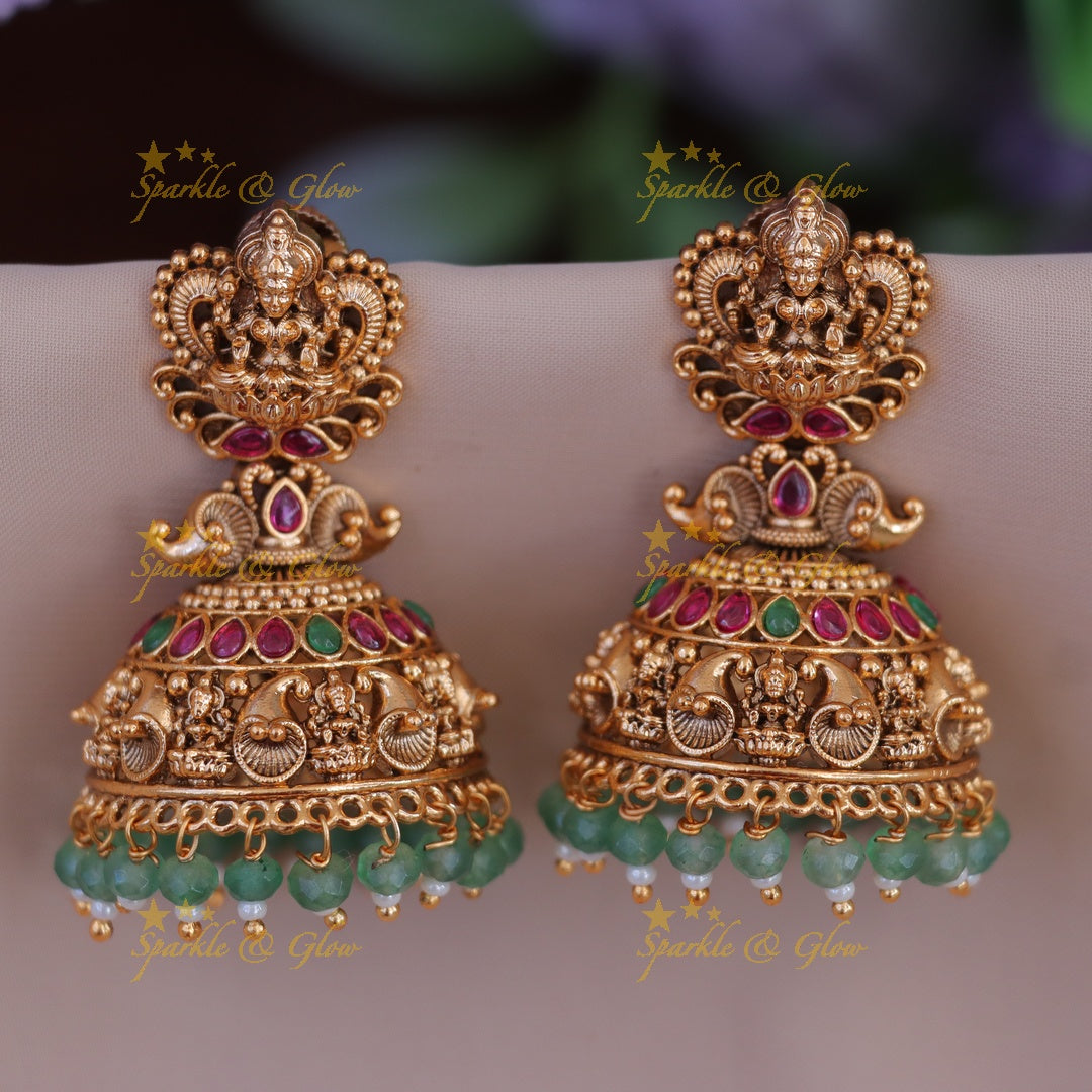 Exquisite Luxurious Lakshmi Jhumka Earrings
