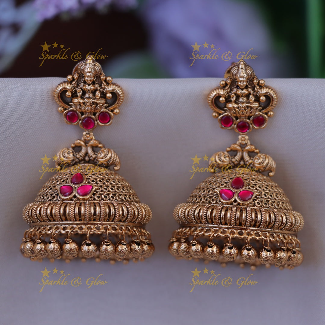 Elegant Lakshmi Peacock Jhumka Earrings - Shop Now