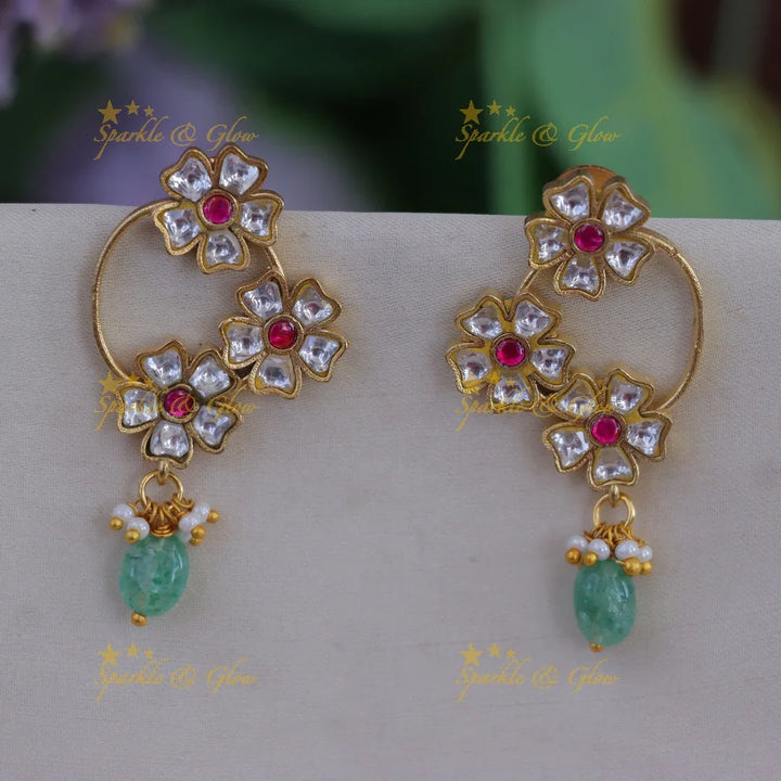 Exquisite Floral Bead Earrings - Festive Elegance