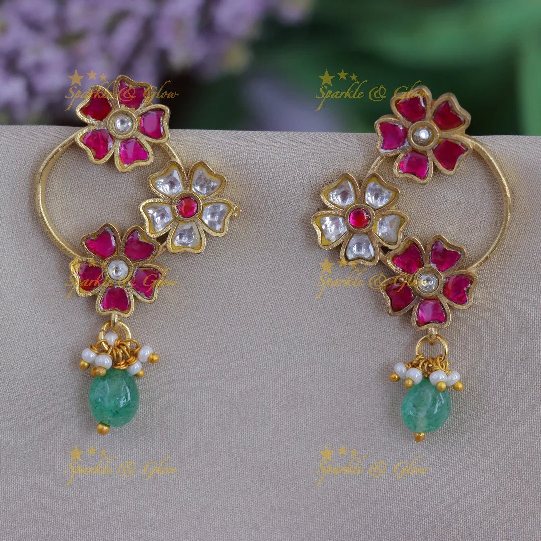 Exquisite Floral Bead Earrings - Festive Elegance