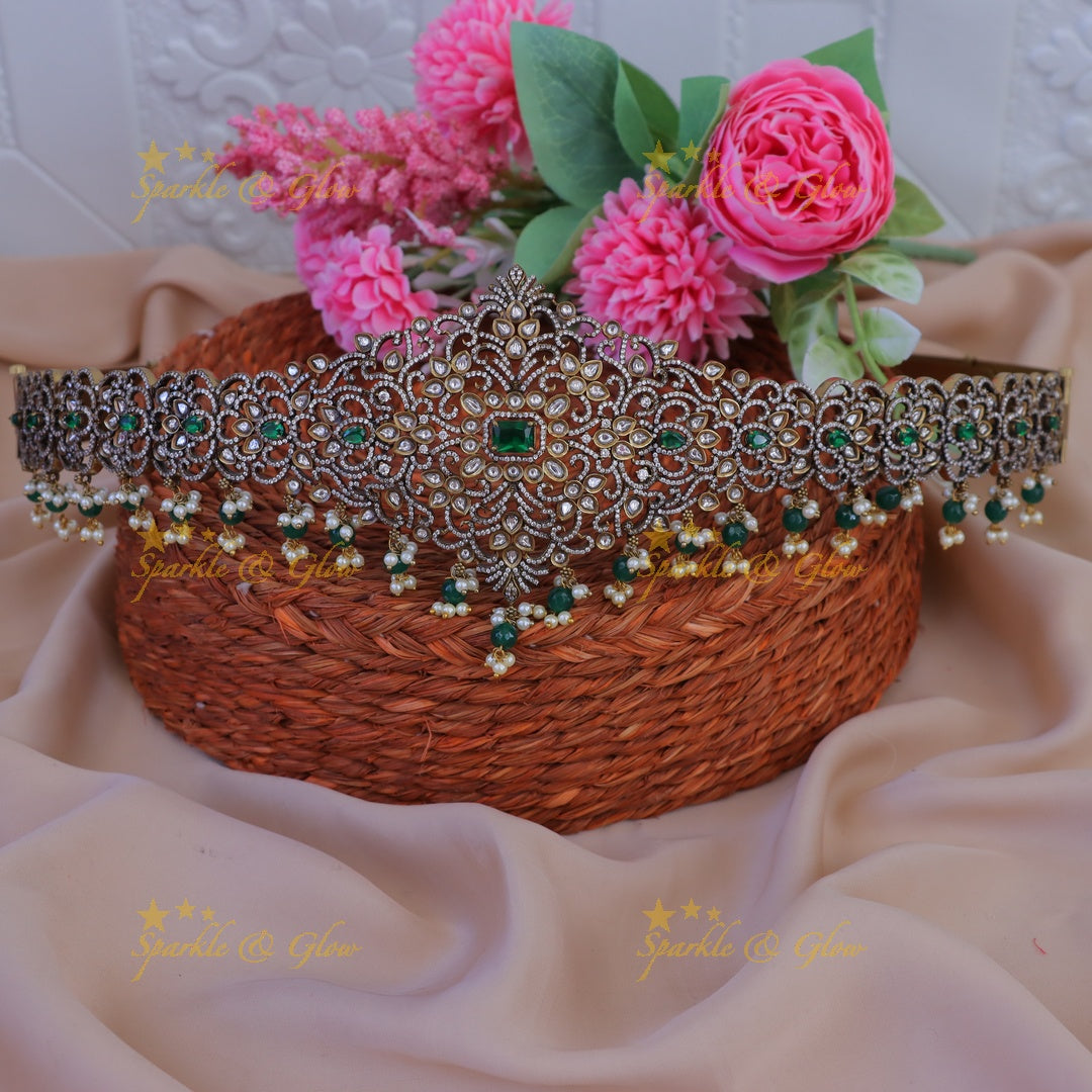 Elegant Green Stone Hipbelt for Weddings & Festivities