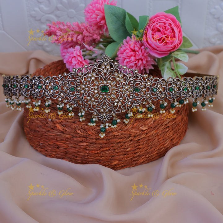 Elegant Green Stone Hipbelt for Weddings & Festivities