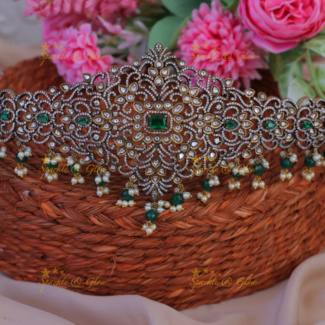 Elegant Green Stone Hipbelt for Weddings & Festivities