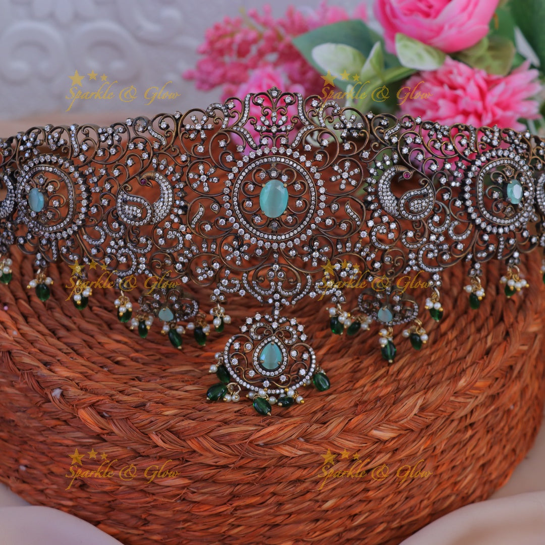 Victorian Peacock Hipbelt for Festive Elegance