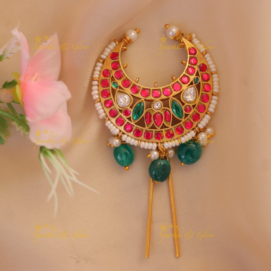 Exquisite Jadau Gold Hairpin for Festive Elegance