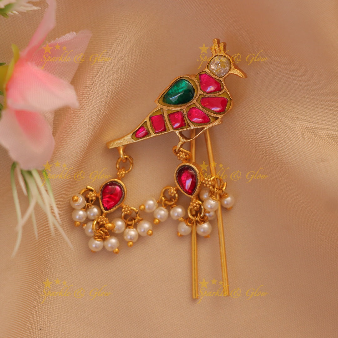 Jadau Peacock Hairpin: Perfect Festive & Wedding Accessory