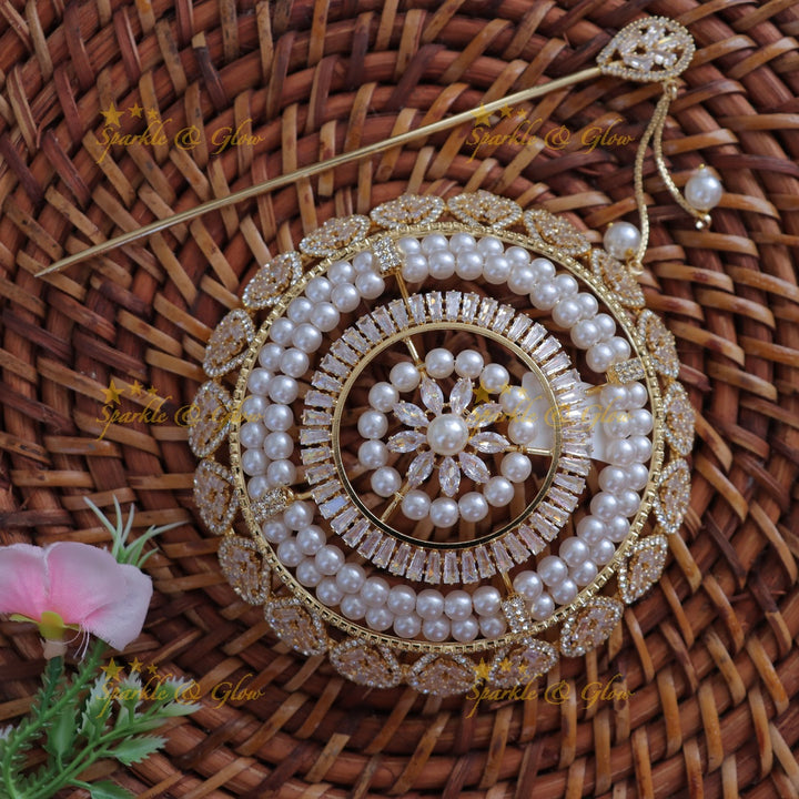 Exquisite Floral Pearl Hair Bun - Bridal Elegance