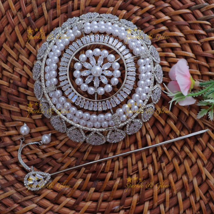 Exquisite Floral Pearl Hair Bun - Bridal Elegance