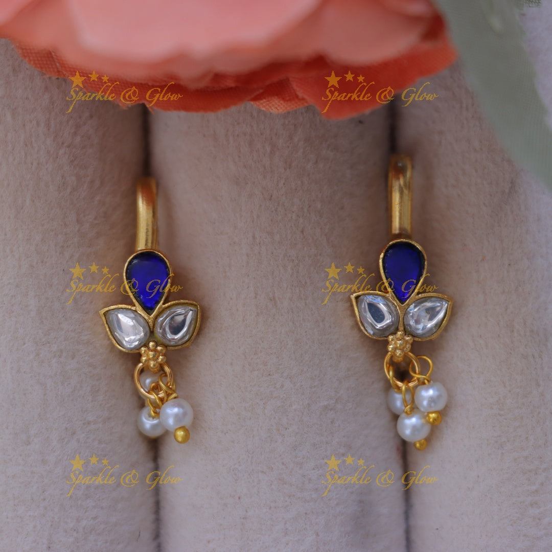 Exquisite Bugadi Earrings in Leaf Design with Pearls
