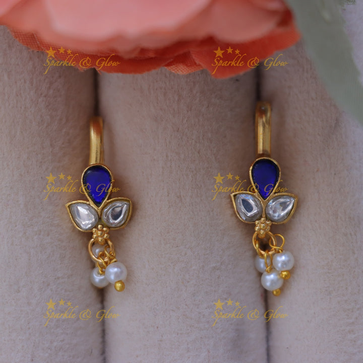 Exquisite Bugadi Earrings in Leaf Design with Pearls