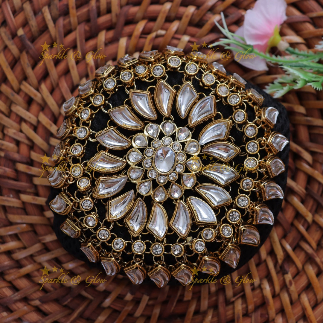 Gold Floral Hair Bun - Elegant Wedding & Festival Accessory