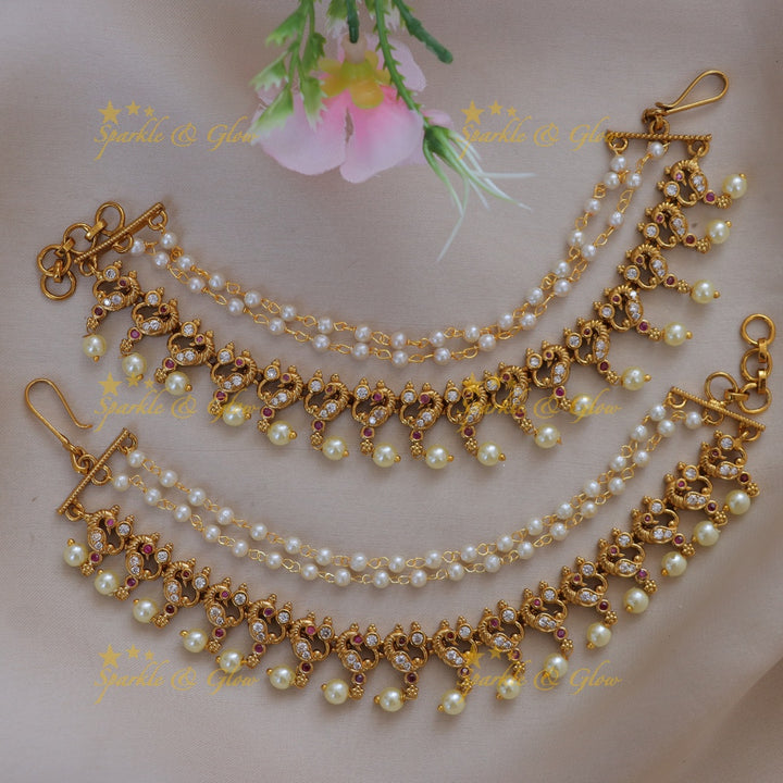 Elegant Gold & Pearl Ear Chain Design for Weddings