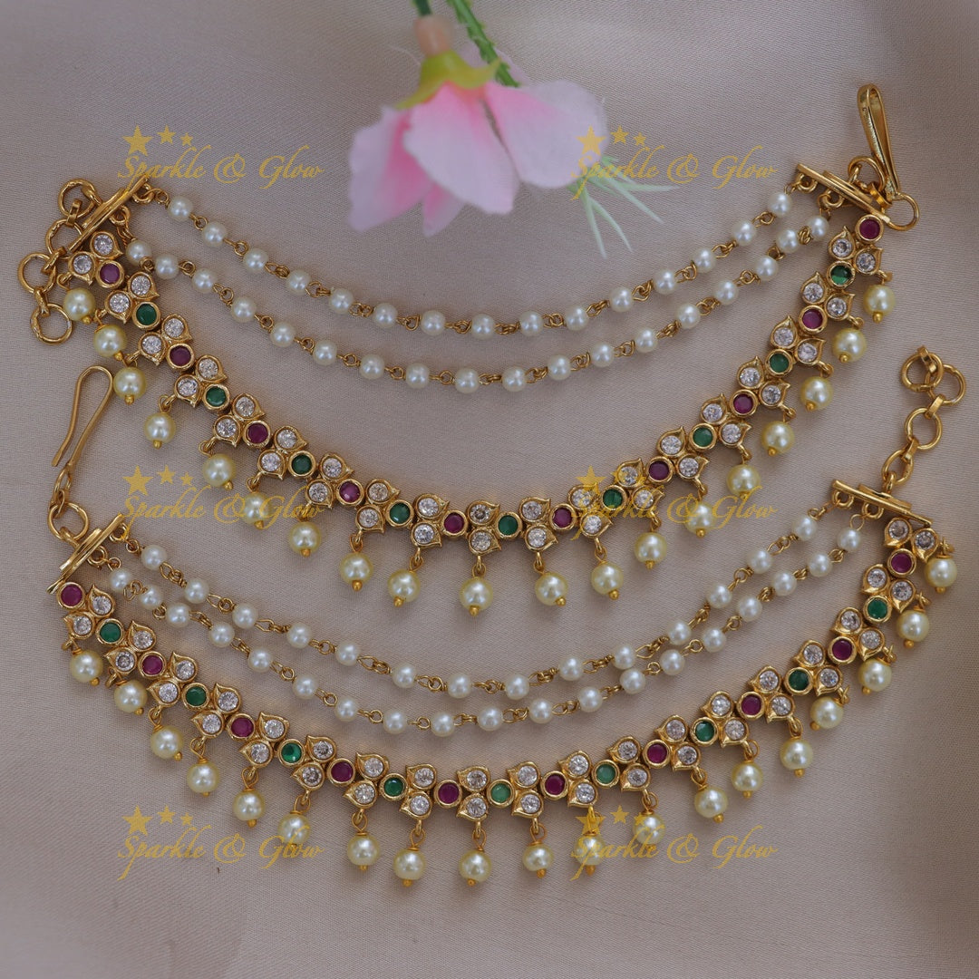 Elegant Mango Pearl Ear Chain for Celebrations