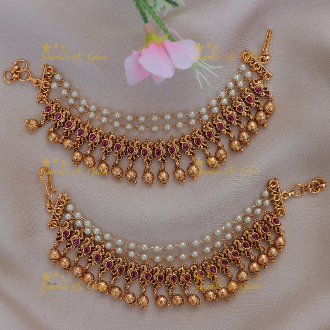 Gold Pearl Ear Chain - Perfect Festive Touch