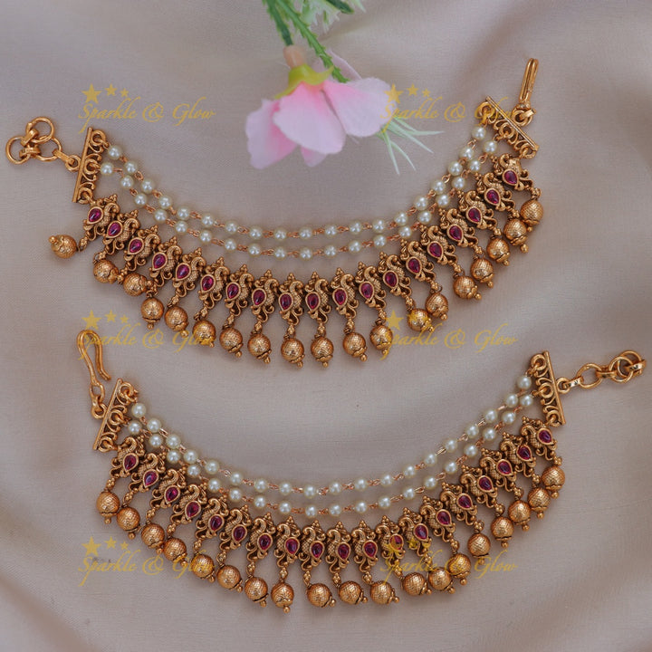 Gold Pearl Ear Chain - Perfect Festive Touch