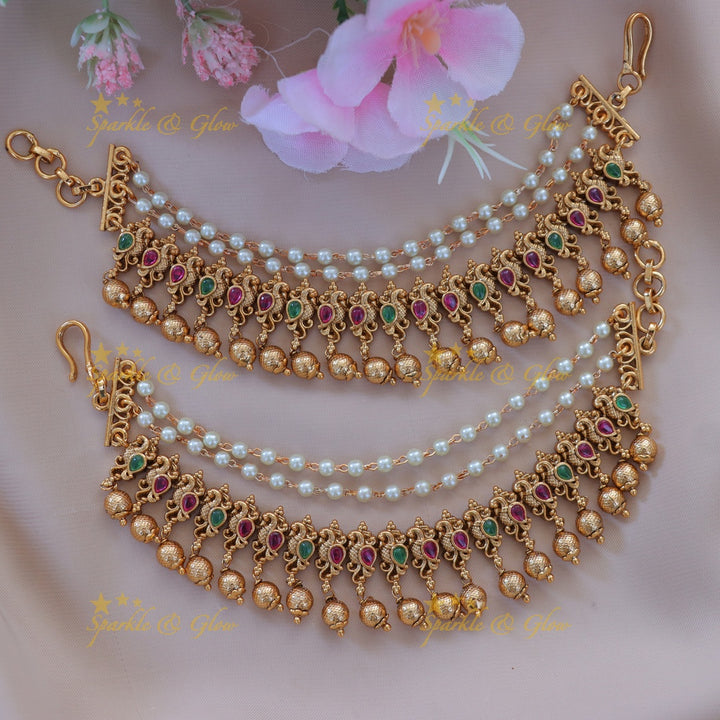 Gold Pearl Ear Chain - Perfect Festive Touch