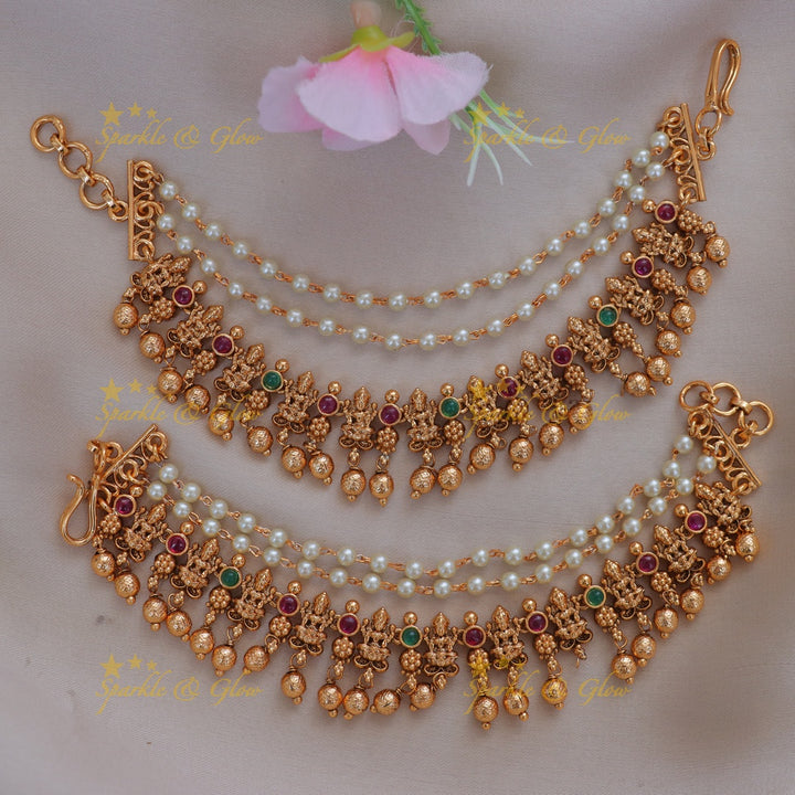 Exquisite Pearl Lakshmi Earchain for Festive Elegance
