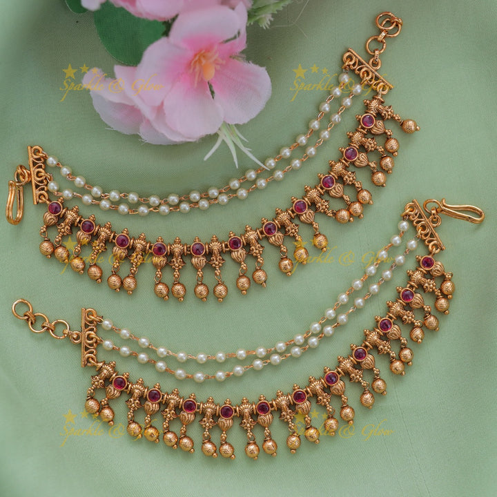 Elegant Pearl Gold Earchain - Perfect for Special Occasions