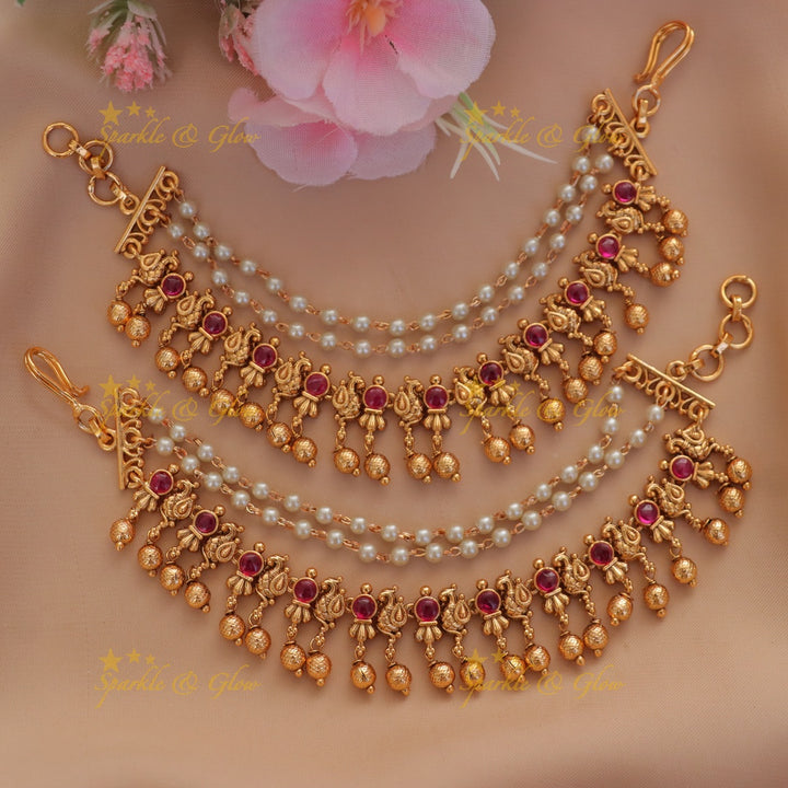 Exquisite Gold Peacock Ear Chain - Bridal Elegance