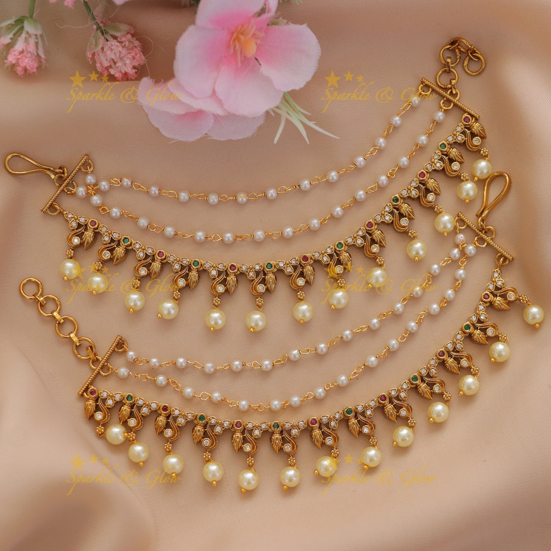 Multicolor Pearl Earchain for Weddings & Celebrations