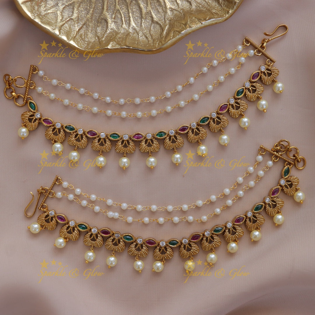 Exquisite Gold Earchains for Festive Elegance