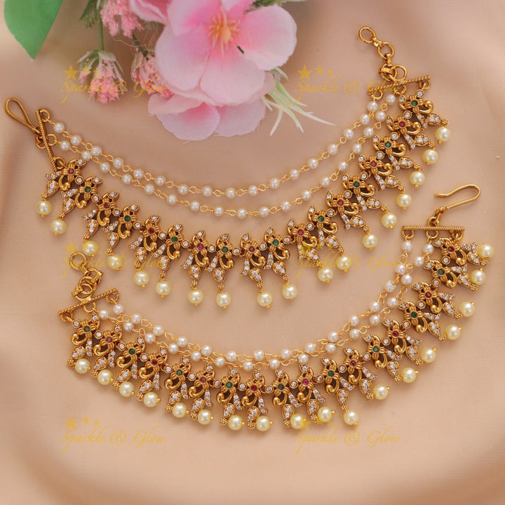 Exquisite Gold Floral Leaf Ear Chain for Weddings