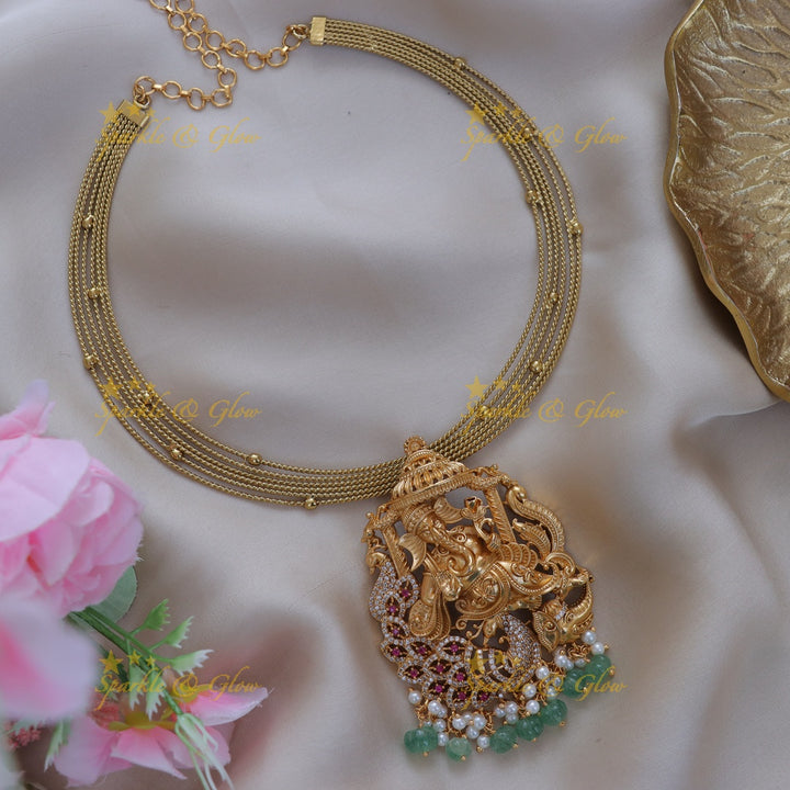 Exquisite Ganesh Peacock Necklace for Festive Elegance