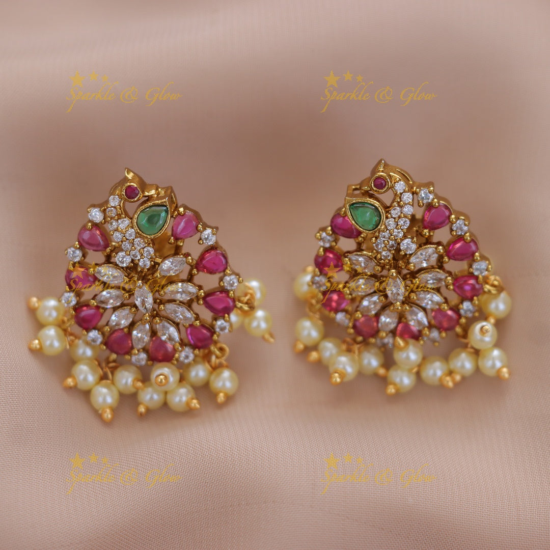 Exquisite Peacock Feather Necklace Set - Festive Elegance