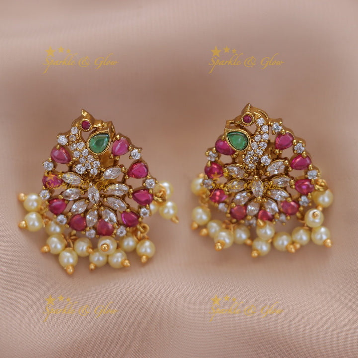 Exquisite Peacock Feather Necklace Set - Festive Elegance