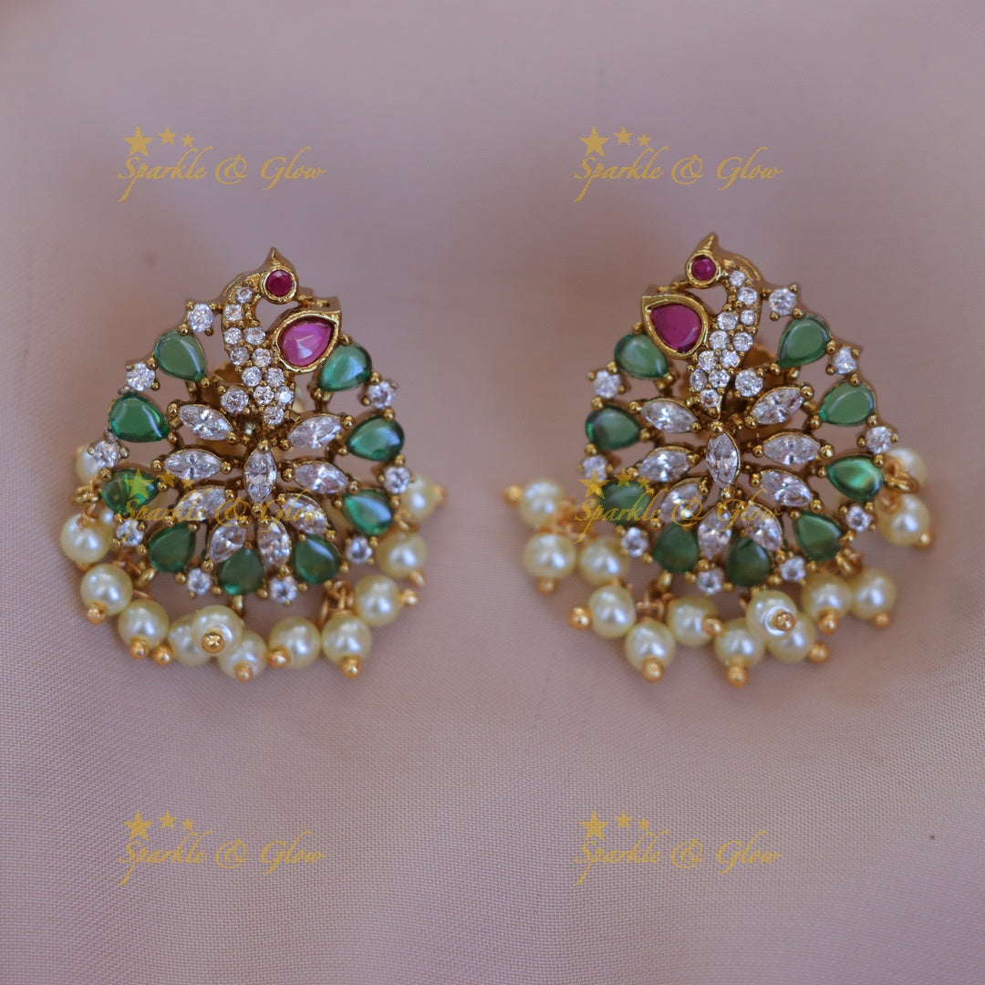 Exquisite Peacock Feather Necklace Set - Festive Elegance