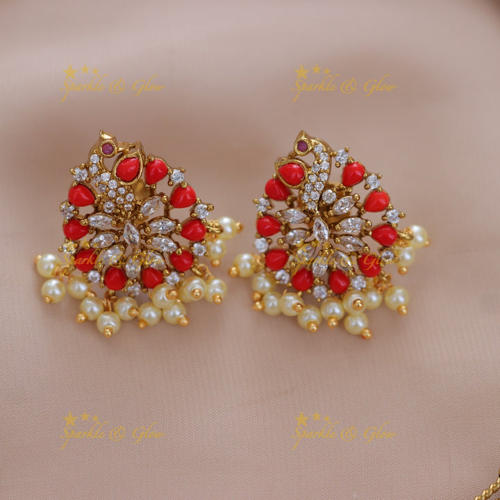 Exquisite Peacock Feather Necklace Set - Festive Elegance