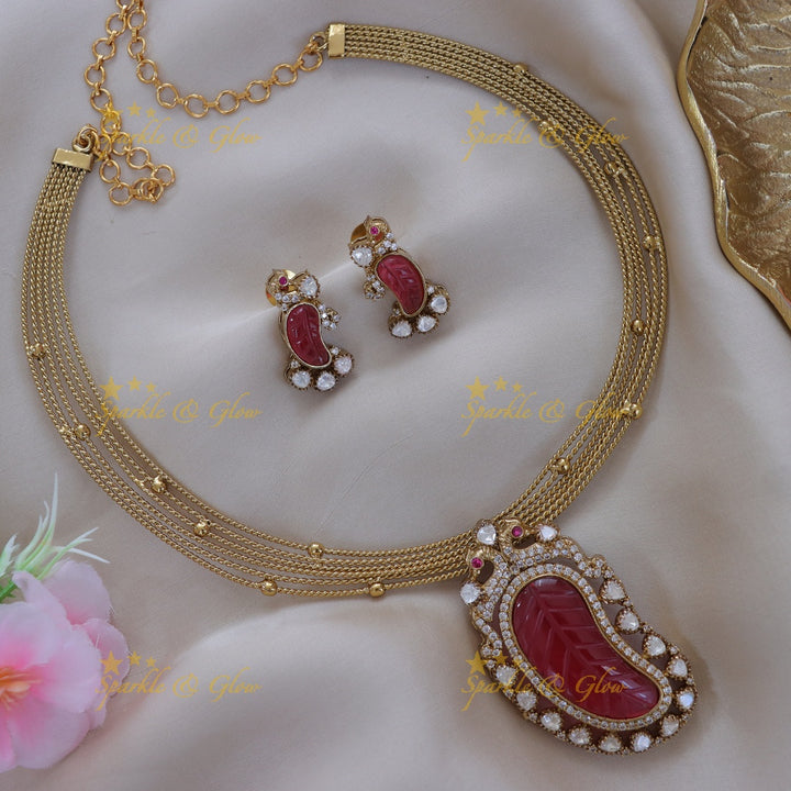 Mango Peacock Necklace - Elegant Festive Jewellery