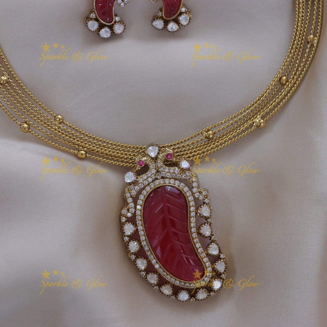 Mango Peacock Necklace - Elegant Festive Jewellery