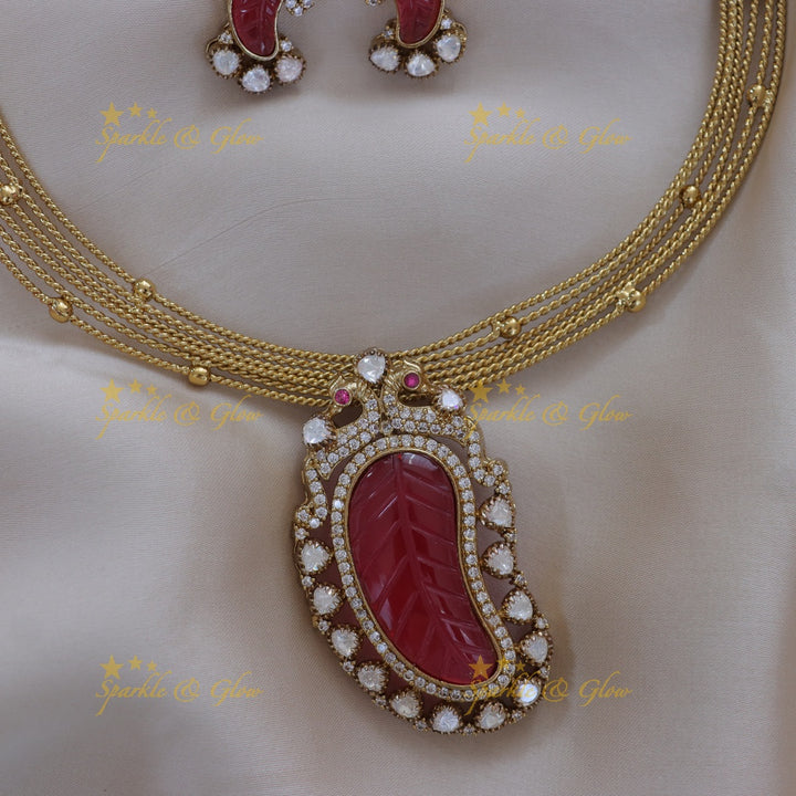 Mango Peacock Necklace - Elegant Festive Jewellery