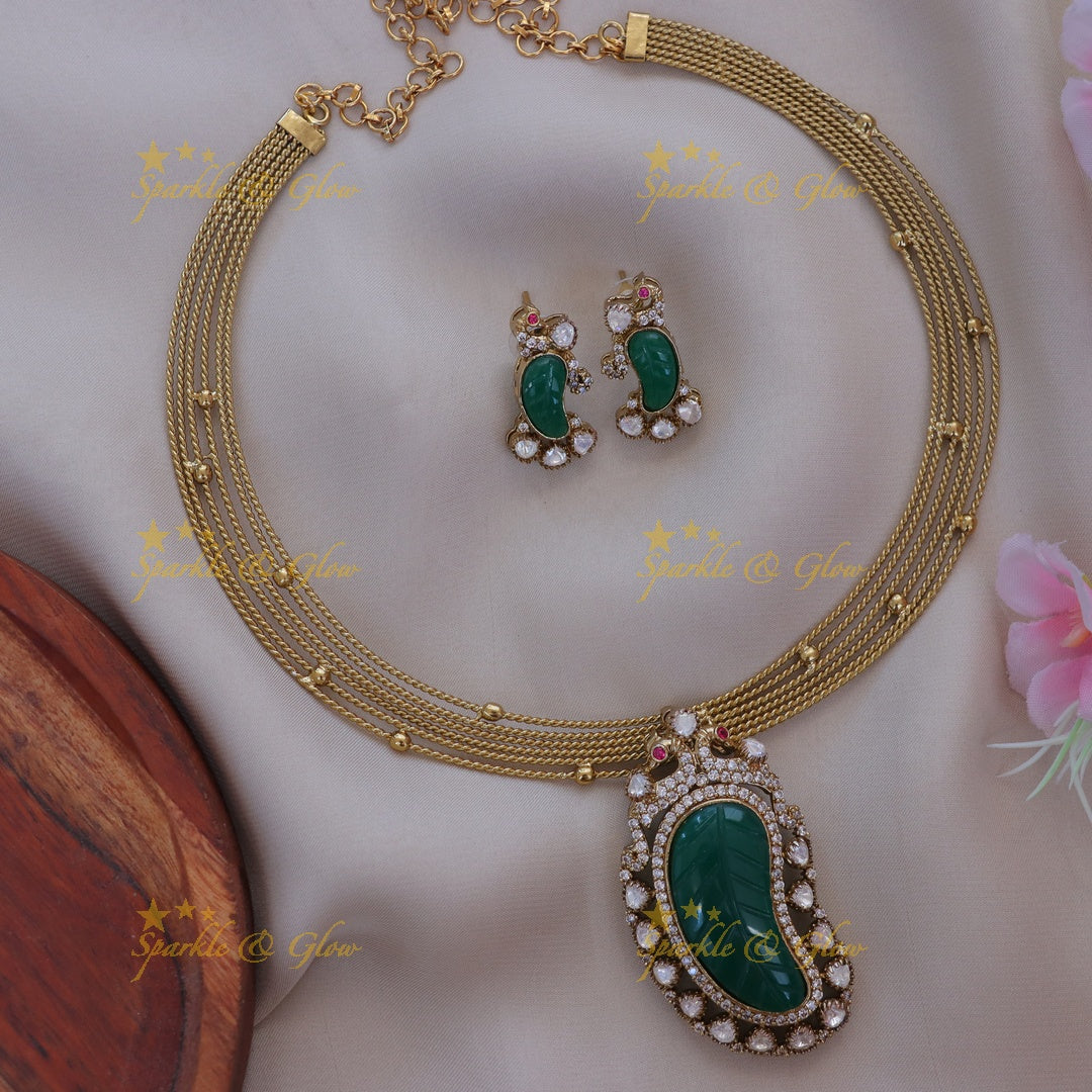 Mango Peacock Necklace - Elegant Festive Jewellery