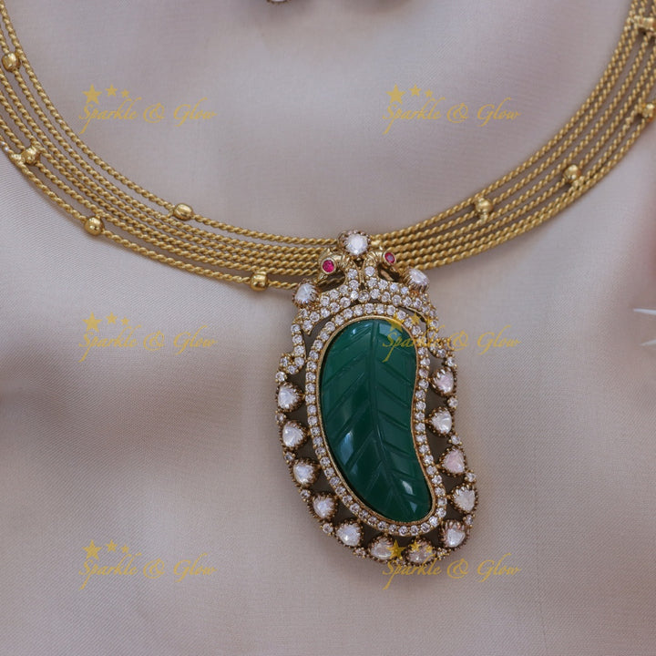 Mango Peacock Necklace - Elegant Festive Jewellery