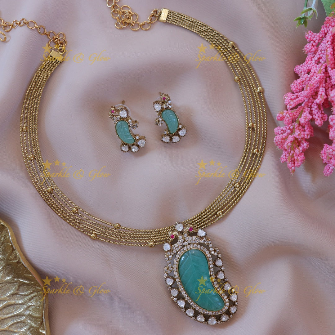 Mango Peacock Necklace - Elegant Festive Jewellery