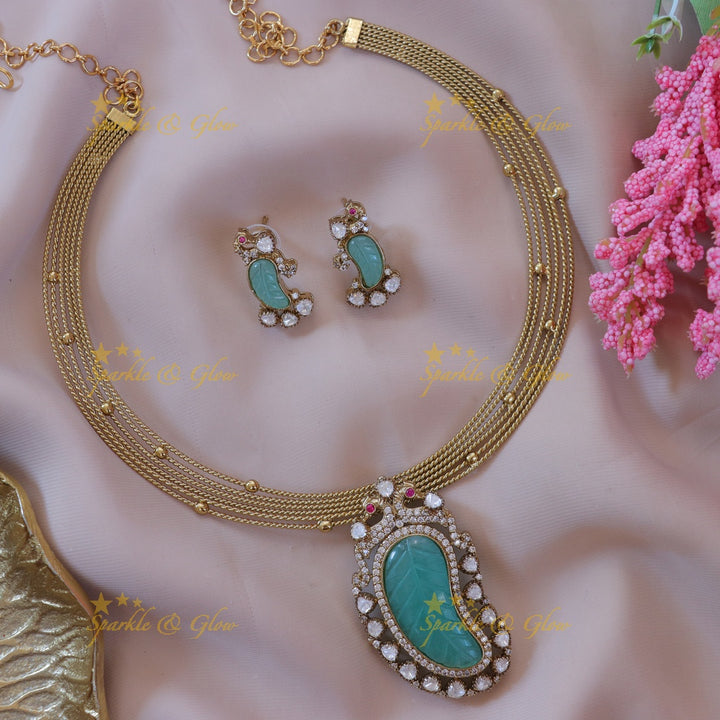 Mango Peacock Necklace - Elegant Festive Jewellery