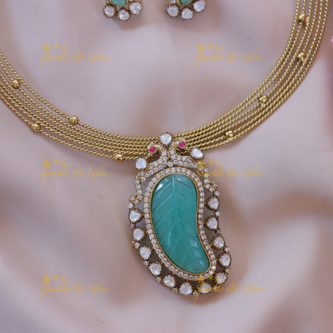 Mango Peacock Necklace - Elegant Festive Jewellery