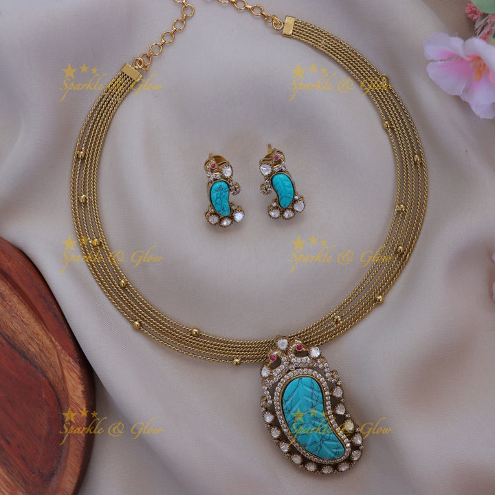 Mango Peacock Necklace - Elegant Festive Jewellery