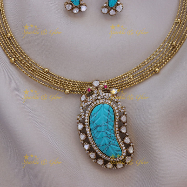 Mango Peacock Necklace - Elegant Festive Jewellery