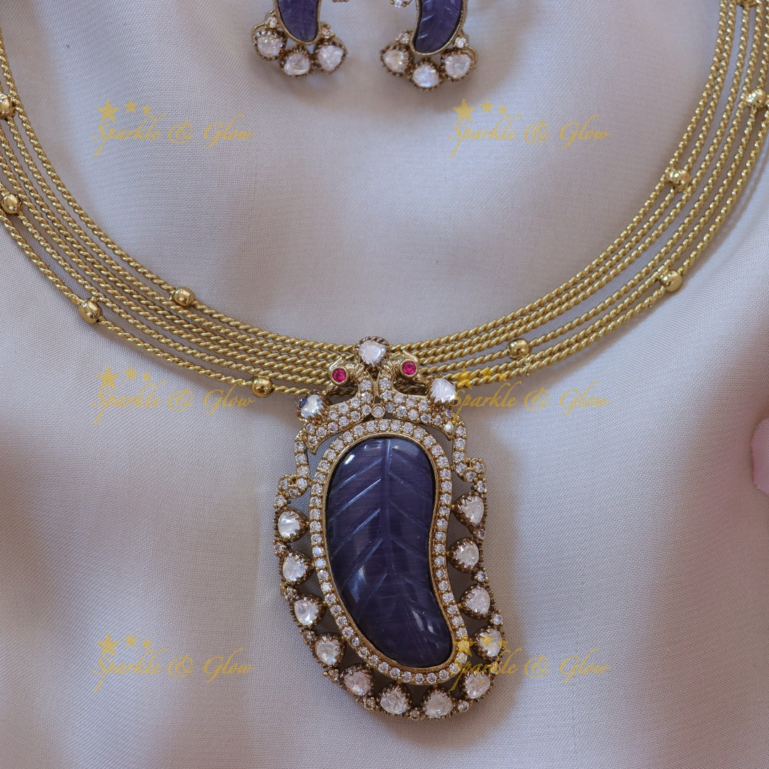 Mango Peacock Necklace - Elegant Festive Jewellery