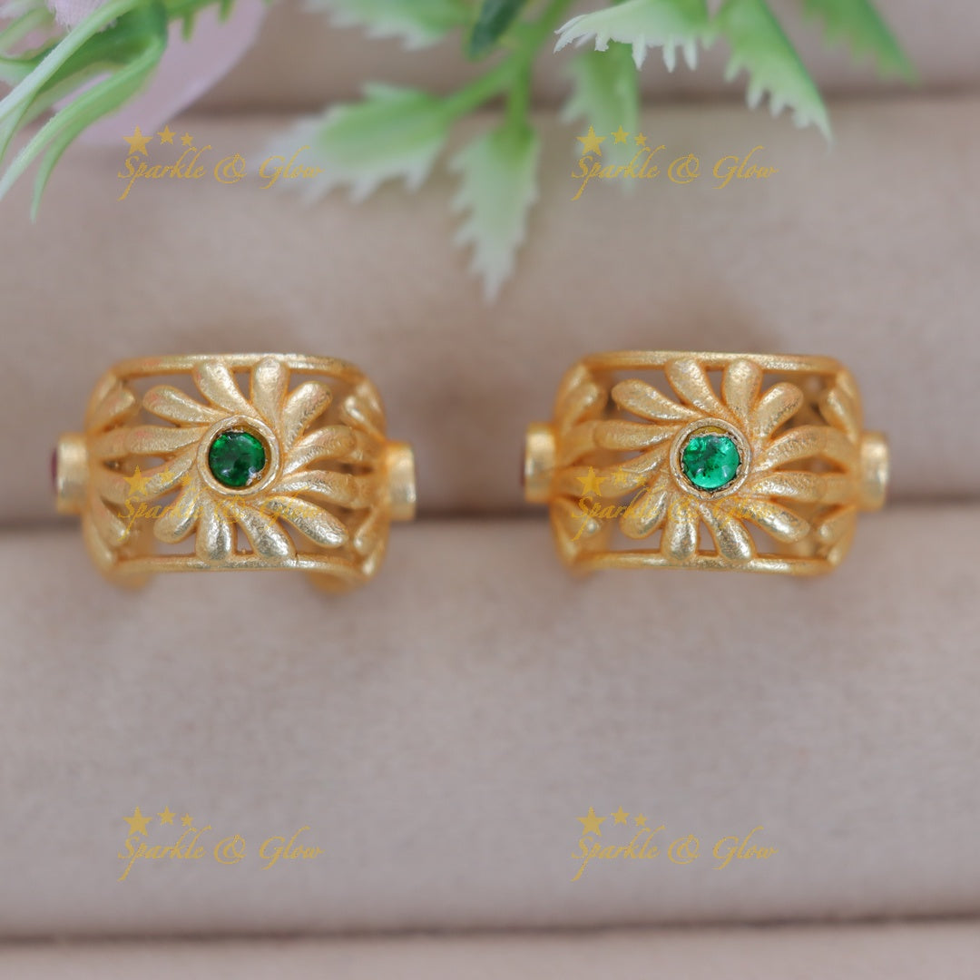 Exquisite Floral Gold Bugadi Earrings for Weddings